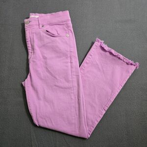 LOFT Women 24/00 The Kick Crop Purple Jeans Raw Hem